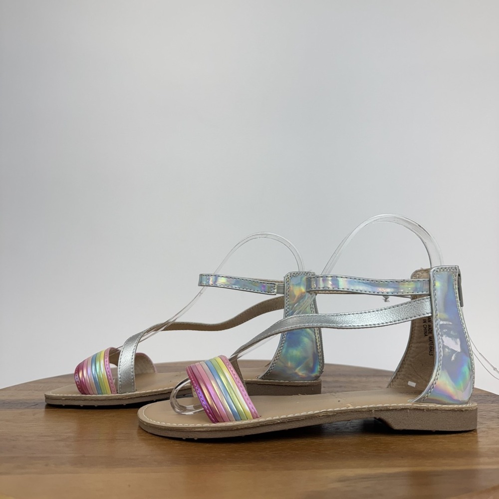 New Big Kids Girls Harper Canyon Matilda Stappy Rainbow Silver Sandals‎ Size 3 Y